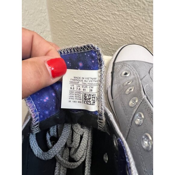 Converse All Star Chuck Taylor Gray Slip-On Sneakers With Galaxy Print Interior - Picture 6 of 8